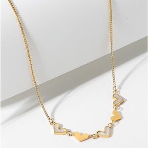 JY 5 mini hearts 3 with shell inlay necklace 17”